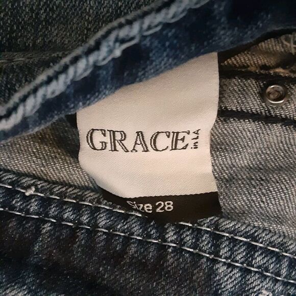 Grace in LA Women's Embroidered Pockets Stretch Bootcut Jeans Size 28X31 Aztec - Picture 4 of 10